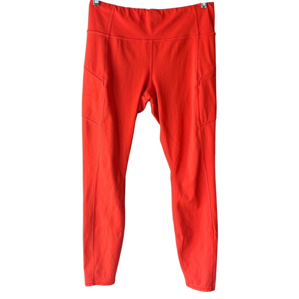 Athleta Contender Leggings Orange Pocket Athletic Pants Women's Size Medium